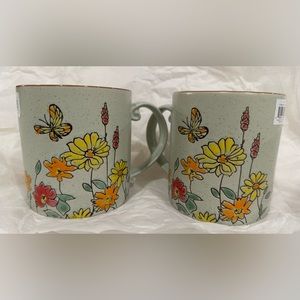 Spectrum Designz Flower Valley, green coffee mugs, set of 2 mugs